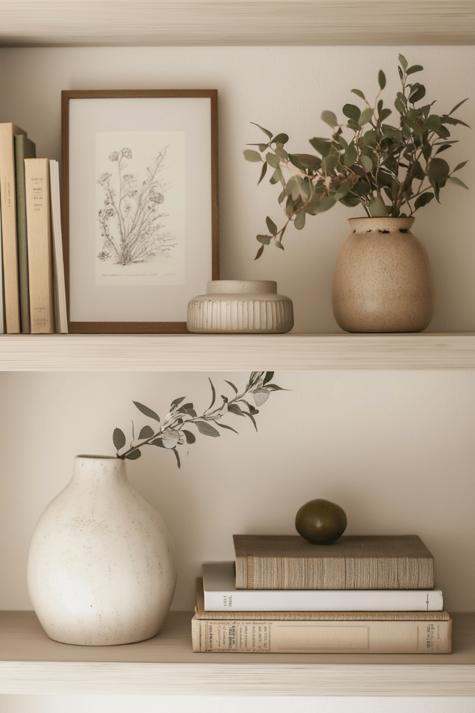 spring shelf styling