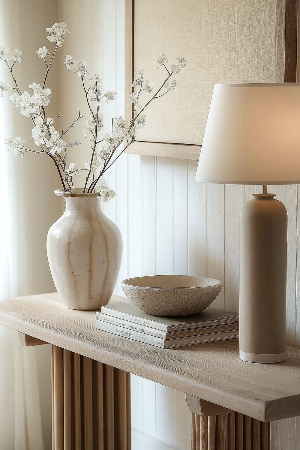 organic modern console table styling