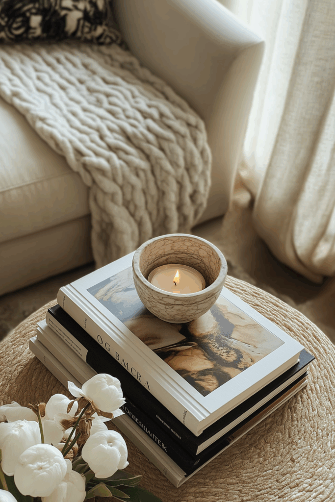 neutral coffee table books