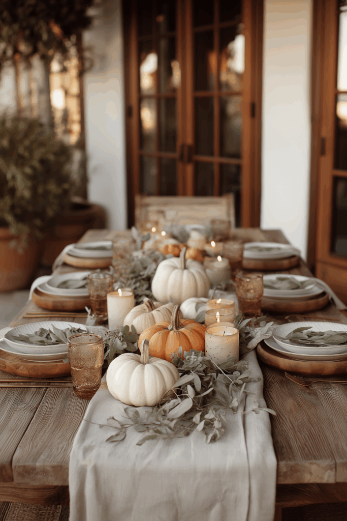 organic modern fall tablescape