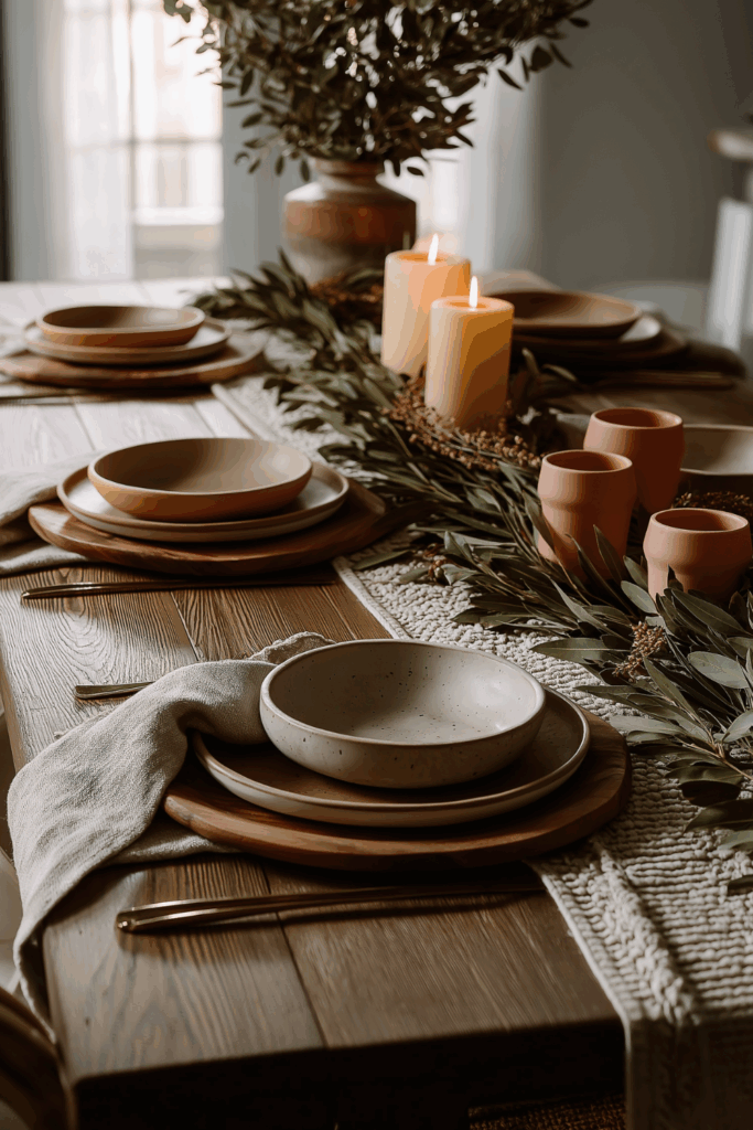 organic modern fall tablescape