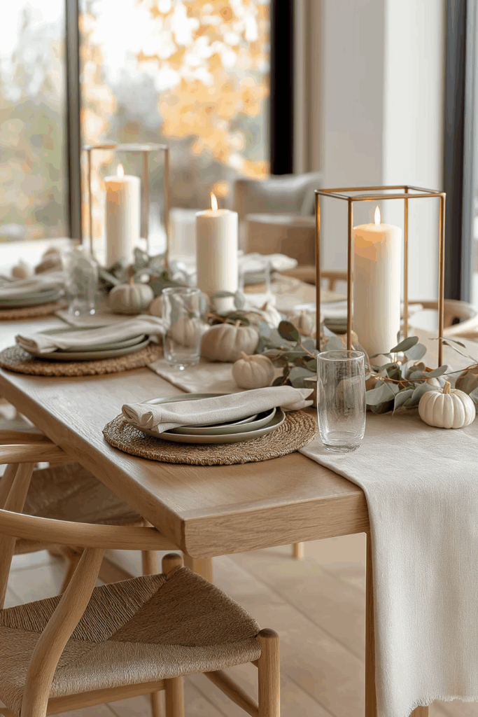 organic modern fall tablescape