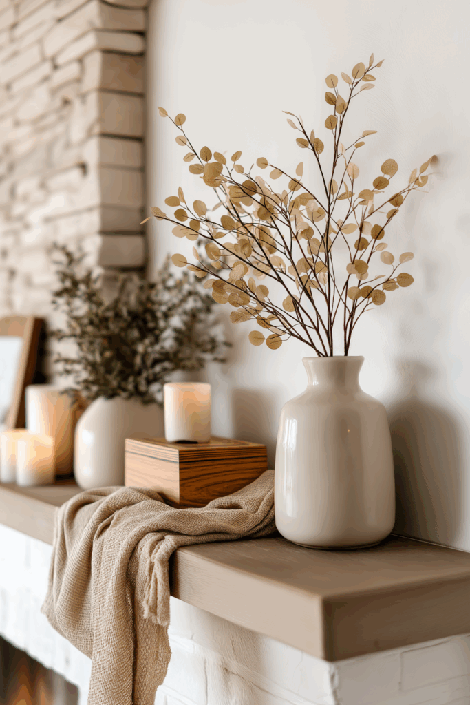 Neutral Fall Mantel Styling