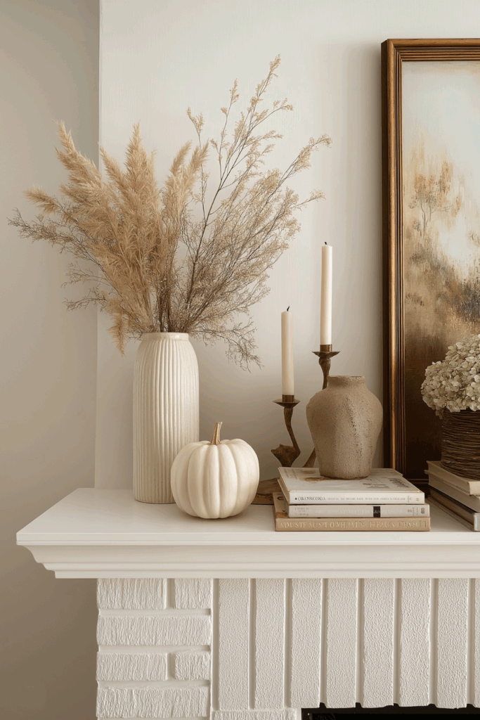Neutral Fall Mantel Styling