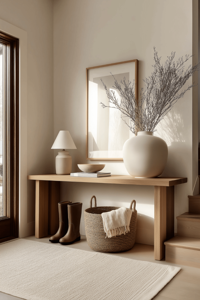 organic modern winter entryway decor