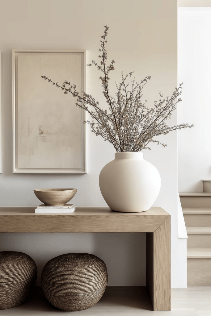 organic modern winter entryway decor