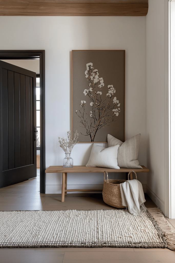 organic modern winter entryway decor