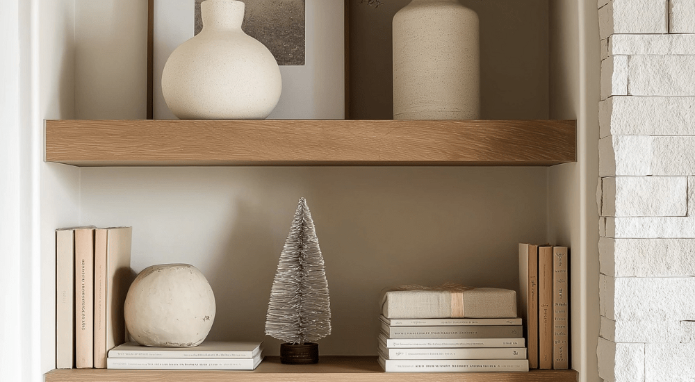 Organic Modern Holiday Shelf Styling: Simple Vignettes for a Clutter-Free Season