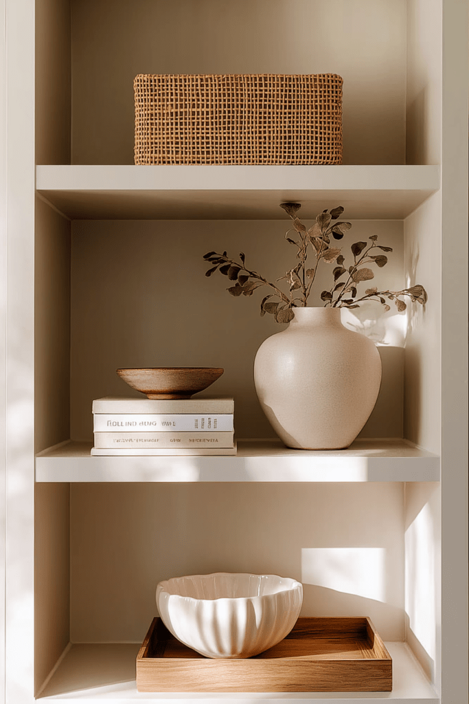 winter shelf styling