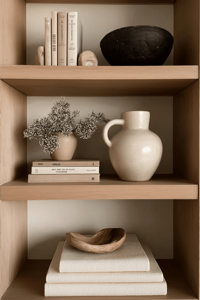 winter shelf styling