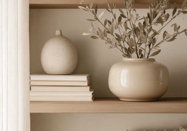 winter shelf styling