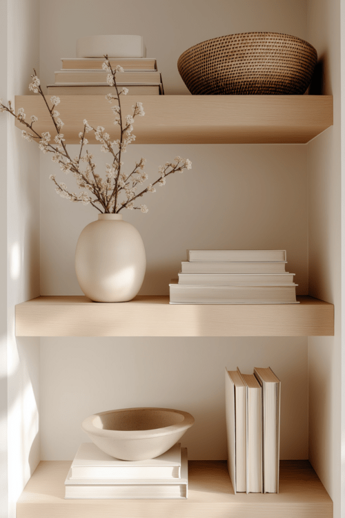 how to style shelves for spring