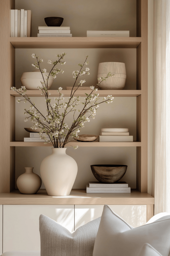how to style shelves for spring