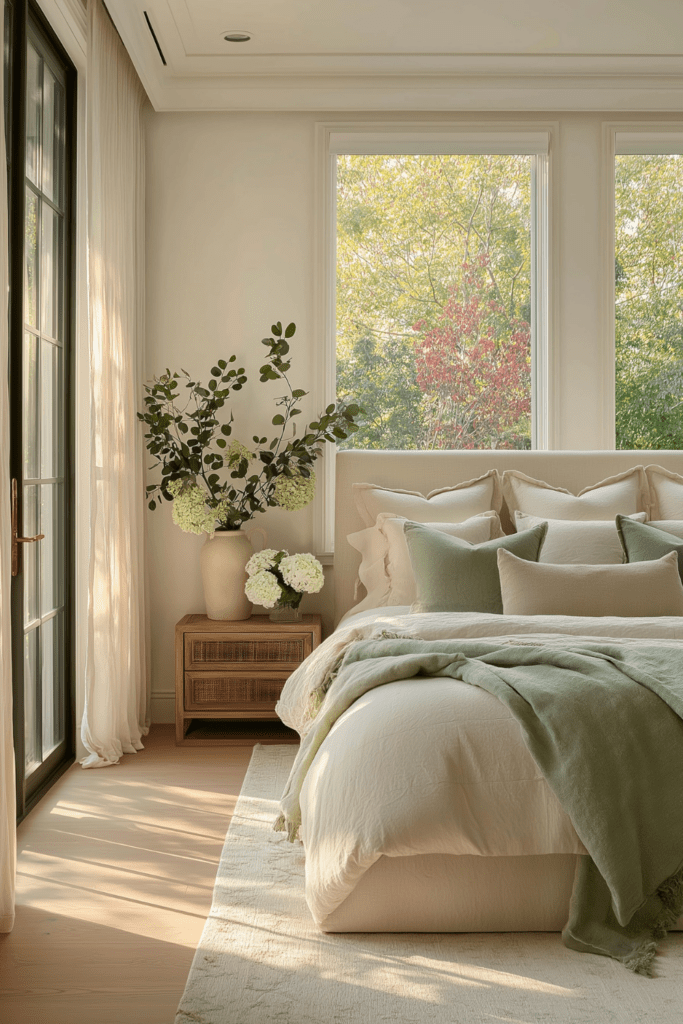 calm spring bedroom