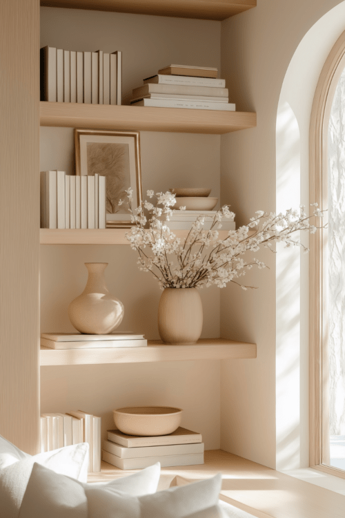 spring shelf styling ideas
