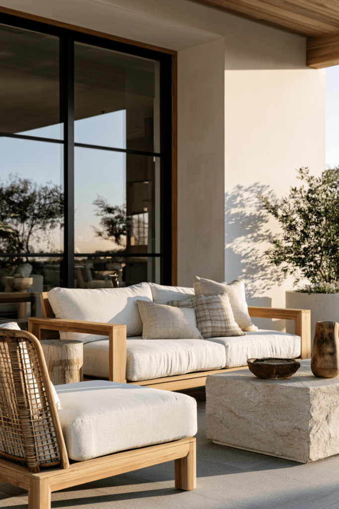 organic modern outdoor living space
