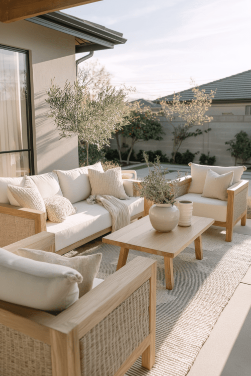 organic modern outdoor living space