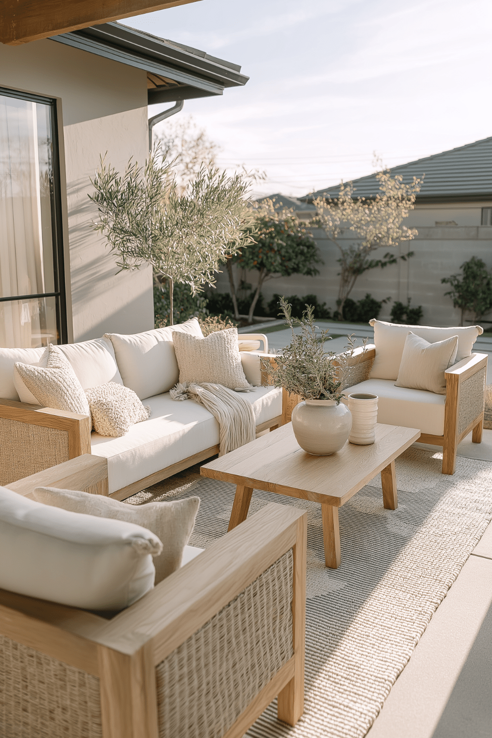 organic modern outdoor living space
