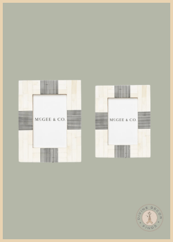 Striped Bone Frame by McGee & Co. featuring a cream bone finish and subtle striped detailing for a refined look.