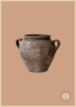 Weathered Brown Terracotta Vase featuring a textured aged finish, classic double-handle silhouette, and antique European-inspired design, styled against a warm neutral background.