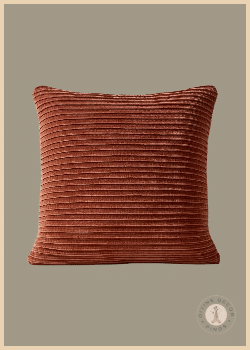 CB2 Paola square sienna brown velvet pillow cover with closely spaced horizontal pleats.